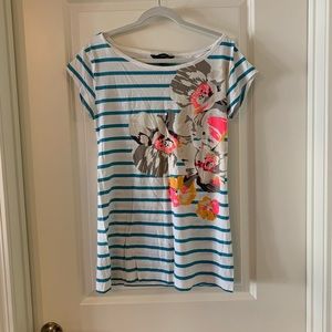 French Connection Floral Striped Tunic Tee